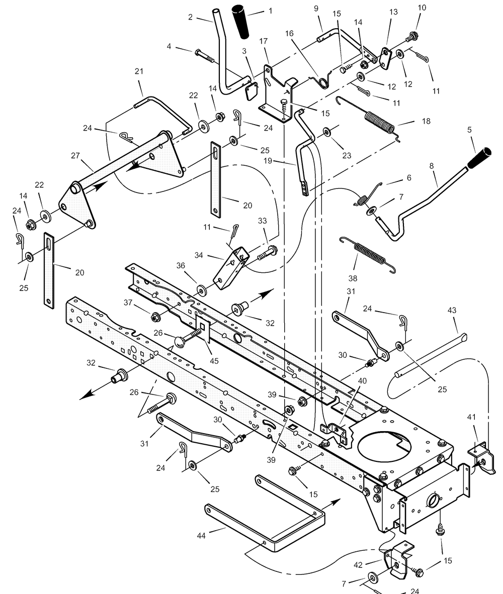 Mower Housing Suspension Diagram and Parts List for 405601X50A 2003 Briggs and Stratton Lawn Tractor